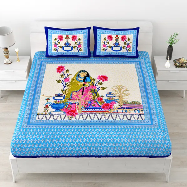 Blue_Cotton_Bedsheet_&_Pillow_Cover_Set_(TC-220)