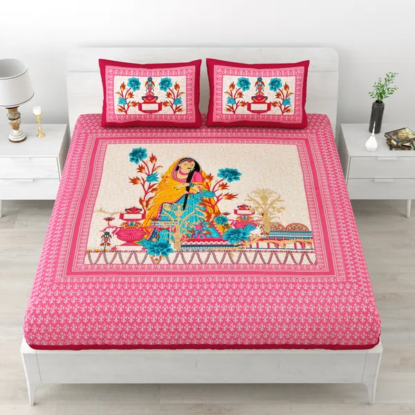 Pink_Cotton_Bedsheet_&_Pillow_Cover_Set_(TC-220)