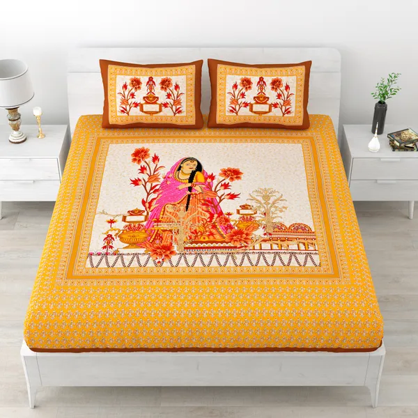 Yellow_Cotton_Bedsheet_&_Pillow_Cover_Set_(TC-220)