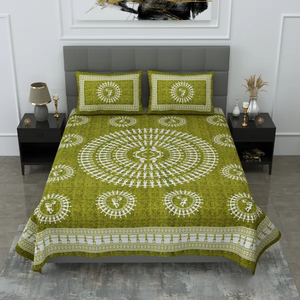 Green_Cotton_Bedsheet_&_Pillow_Cover_Set_(TC-220)