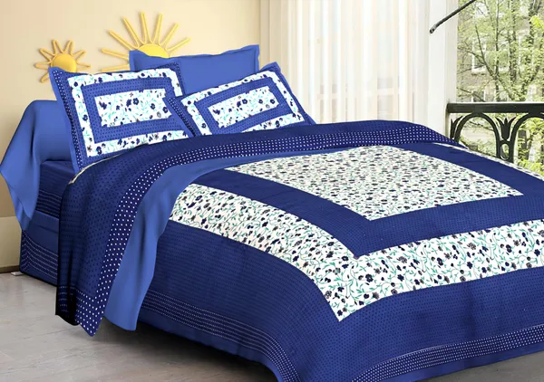 Dark_Blue_Cotton_Bedsheet_&_Pillow_Cover_Set_(TC-220)