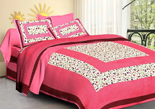 Pink_Cotton_Bedsheet_&_Pillow_Cover_Set_(TC-220)