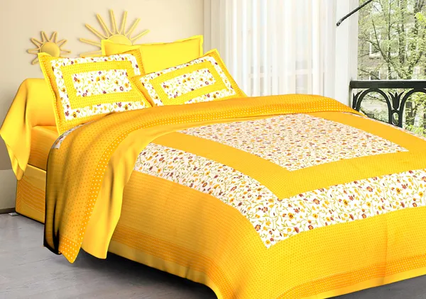 Yellow_Cotton_Bedsheet_&_Pillow_Cover_Set_(TC-220)