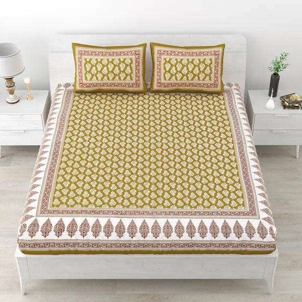 Khaki_Cotton_Bedsheet_&_Pillow_Cover_Set_(TC-220)
