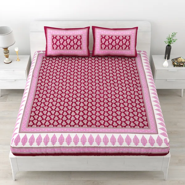 Maroon_Cotton_Bedsheet_&_Pillow_Cover_Set_(TC-220)
