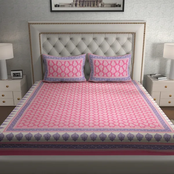 Pink_Cotton_Bedsheet_&_Pillow_Cover_Set_(TC-220)