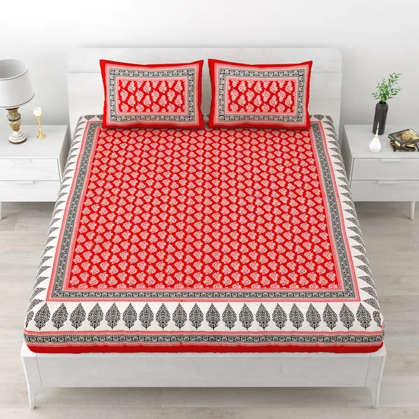Red_Cotton_Bedsheet_&_Pillow_Cover_Set_(TC-220)