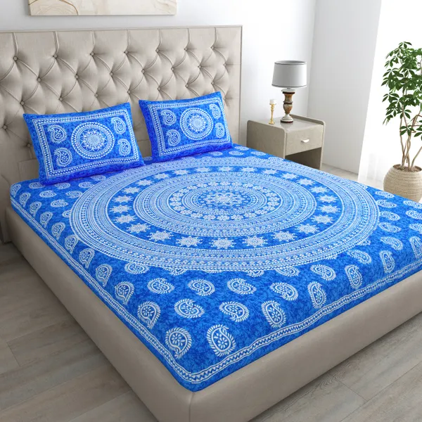 Blue_Cotton_Bedsheet_&_Pillow_Cover_Set_(TC-220)