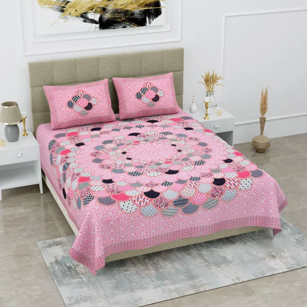 Dark_Pink_Cotton_Bedsheet_&_Pillow_Cover_Set_(TC-220)