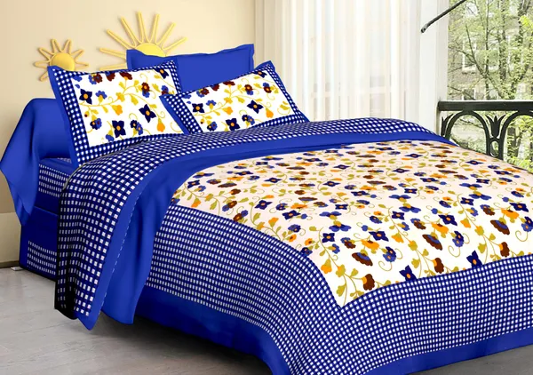 Blue__Cotton_Bedsheet_&_Pillow_Cover_Set_(TC-220)