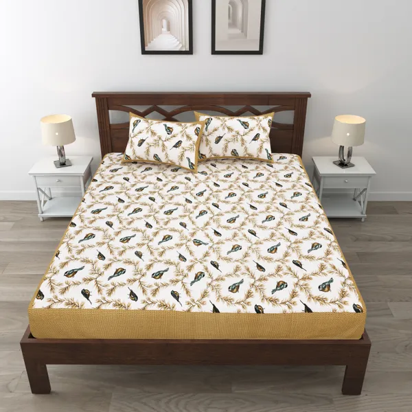 Khaki_Cotton_Bedsheet_&_Pillow_Cover_Set_(TC-220)