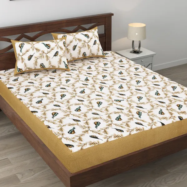 Khaki_Cotton_Bedsheet_&_Pillow_Cover_Set_(TC-220)