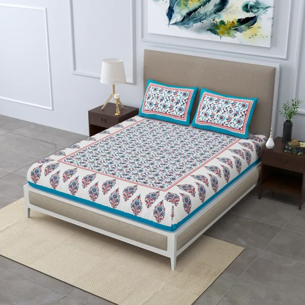 Premium_Cotton_Bedsheet,_Blue_(TC-220)