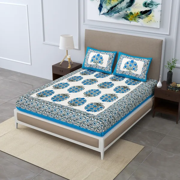 Premium_Cotton_Bedsheet,_Blue_(TC-220)