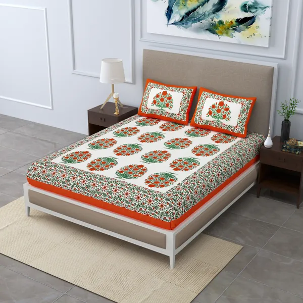 Premium_Cotton_Bedsheet,_Orange_(TC-220)