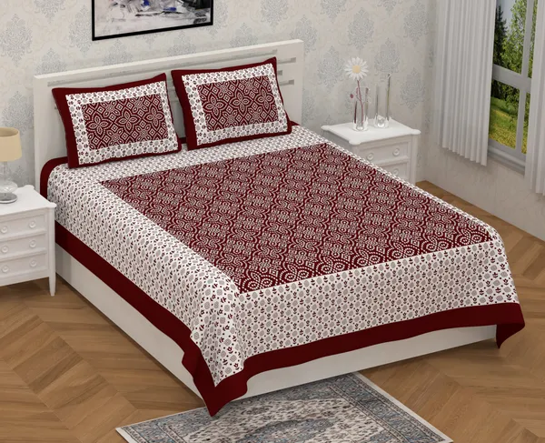 Maroon_Cotton_Bedsheet_&_Pillow_Cover_Set_(TC-220)