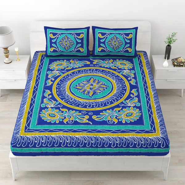 Premium_Cotton_Bedsheet,_Blue_(TC-220)