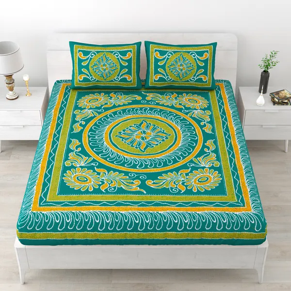 Premium_Cotton_Bedsheet,_Green_(TC-220)