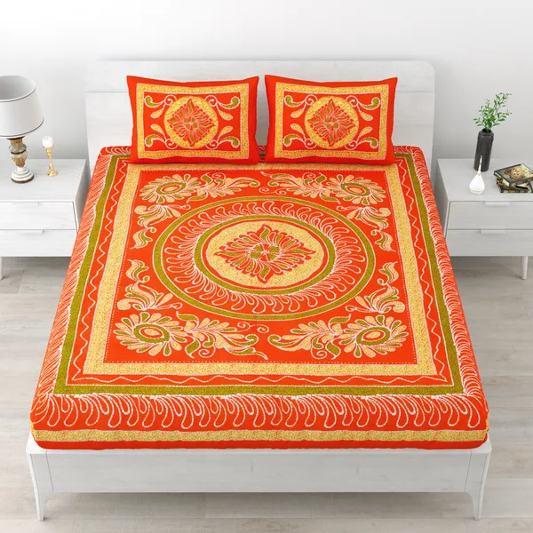 Premium_Cotton_Bedsheet,_Orange_(TC-220)
