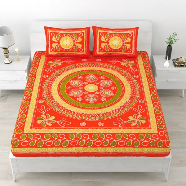 Premium_Cotton_Bedsheet,_Orange_(TC-220)