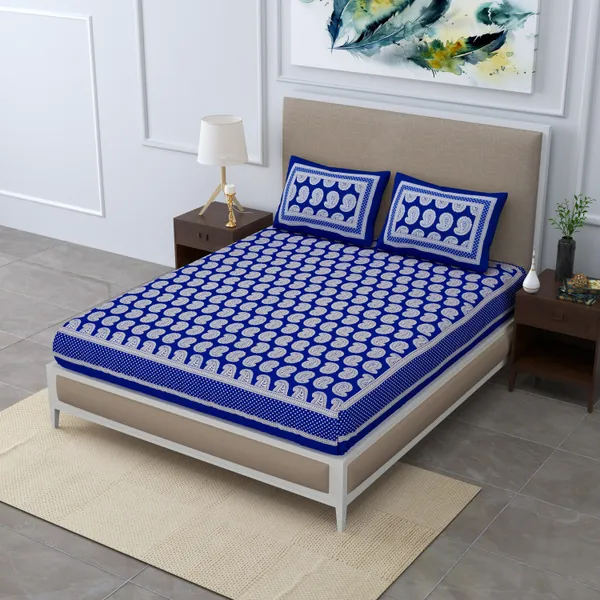Premium_Cotton_Bedsheet,_Blue_(TC-220)