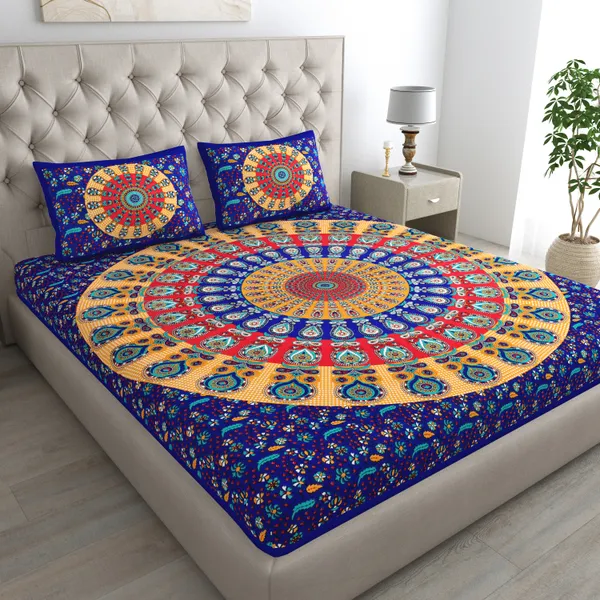 Premium_Cotton_Bedsheet,_Blue_(TC-220)