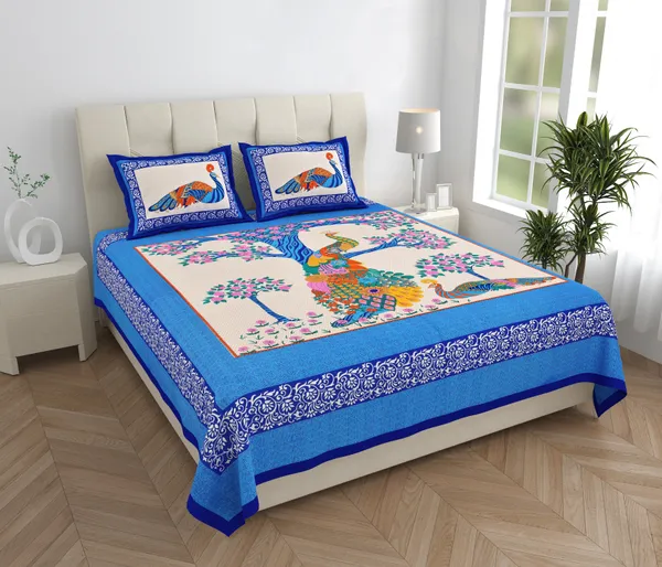 Premium_Cotton_Bedsheet,_Blue_(TC-220)