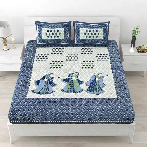 Premium_Cotton_Double_Bedsheet,_Blue_(TC-220)