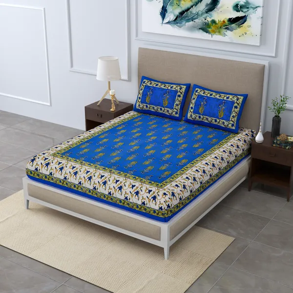 Premium_Cotton_Double_Bedsheet,_Blue_(TC-220)