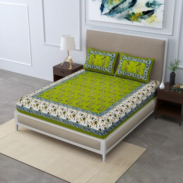 Premium_Cotton_Double_Bedsheet,_Green_(TC-220)