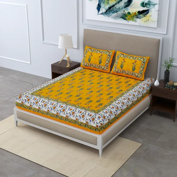 Premium_Cotton_Double_Bedsheet,_Yellow_(TC-220)