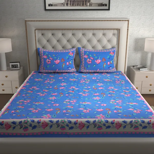 Premium_Cotton_Double_Bedsheet,_Blue_(TC-220)