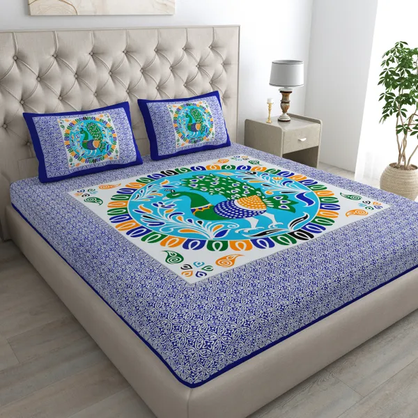 Premium_Cotton_Double_Bedsheet,_Blue_(TC-220)