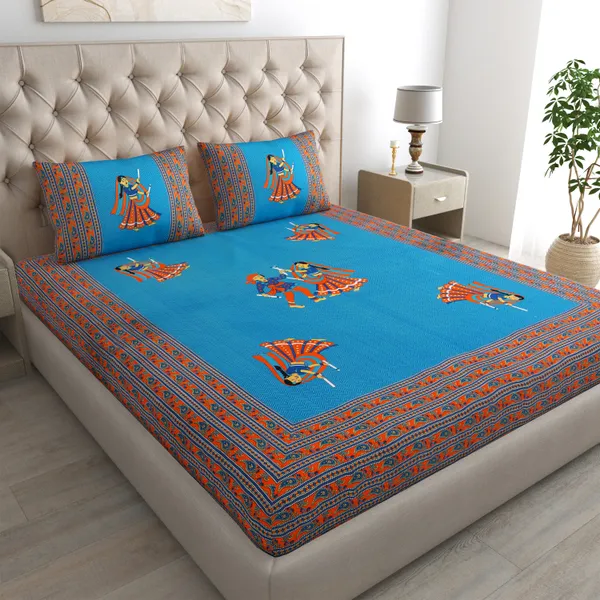 Premium_Cotton_Double_Bedsheet,_Blue_(TC-220)