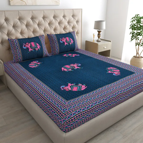 Premium_Cotton_Double_Bedsheet,_Blue_(TC-220)