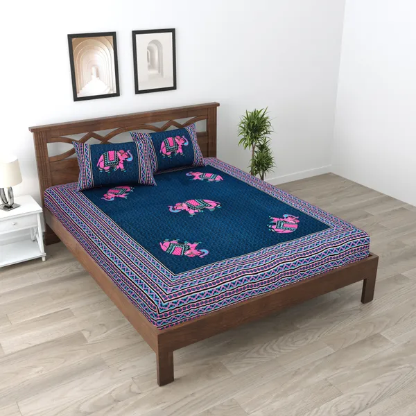 Premium_Cotton_Double_Bedsheet,_Blue_(TC-220)