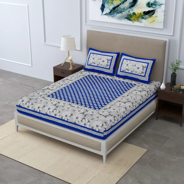 Premium_Cotton_Double_Bedsheet,_Blue_(TC-220)