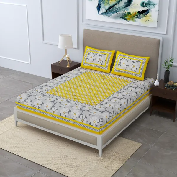 Premium_Cotton_Double_Bedsheet,_Yellow_(TC-220)