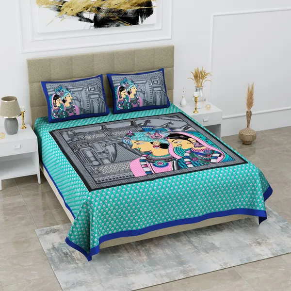 Premium_Cotton_Double_Bedsheet,_Blue_(TC-220)