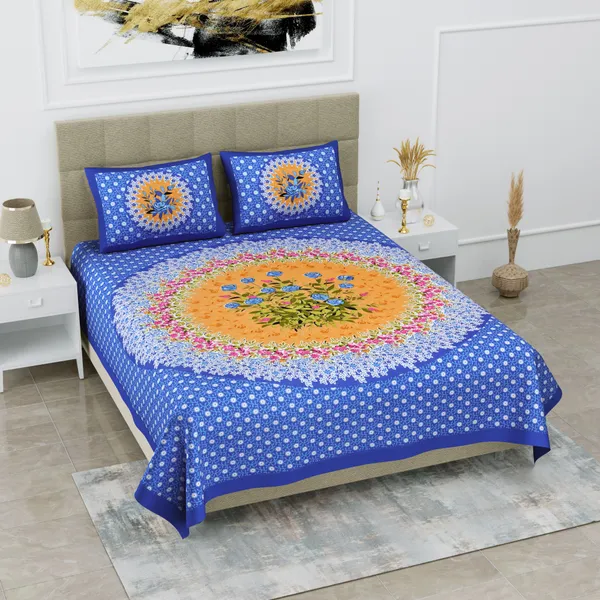 Premium_Cotton_Double_Bedsheet,_Blue_(TC-220)