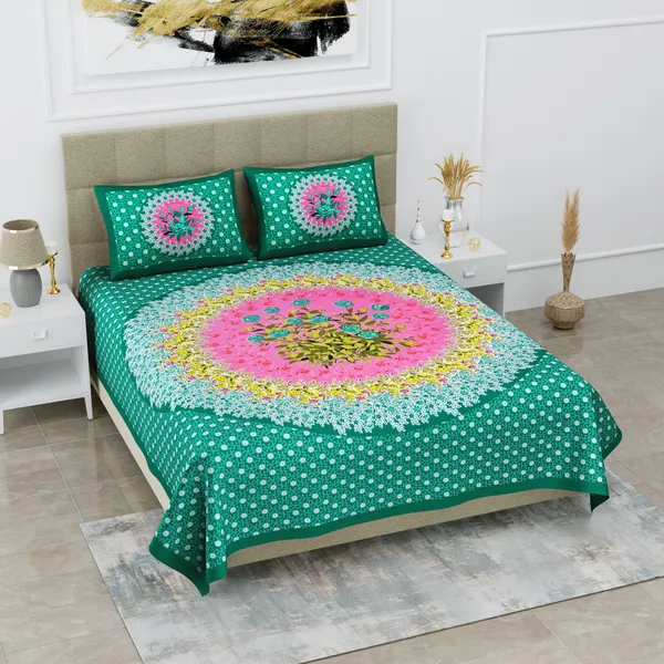 Premium_Cotton_Double_Bedsheet,_Green_(TC-220)