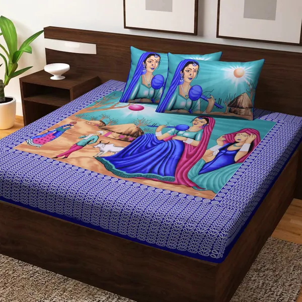 Premium_Cotton_Double_Bedsheet,_Blue_(TC-220)