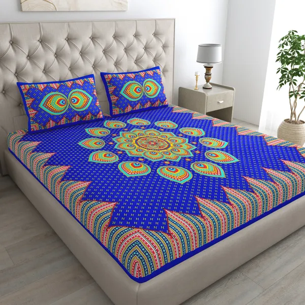 Premium_Cotton_Double_Bedsheet,_Blue_(TC-220)