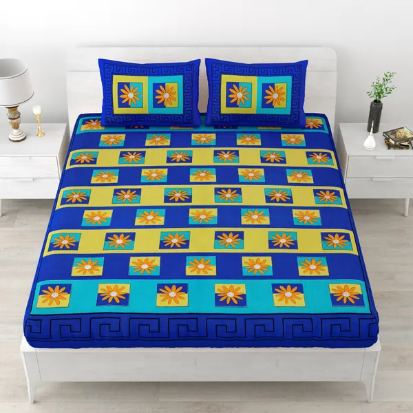 Premium_Cotton_Double_Bedsheet,_Blue_(TC-220)