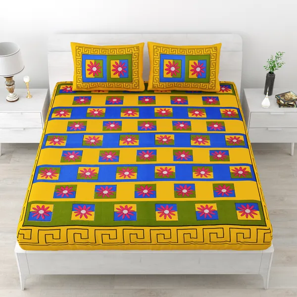 Premium_Cotton_Double_Bedsheet,_Yellow_(TC-220)