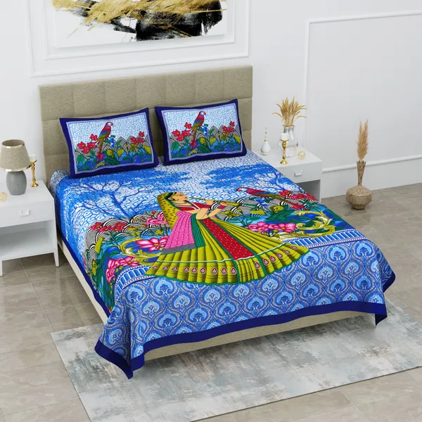 Premium_Cotton_Double_Bedsheet,_Blue_(TC-220)