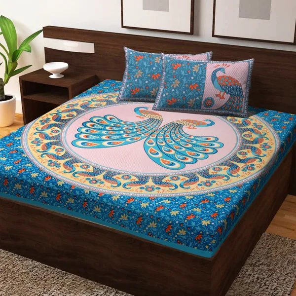 Premium_Cotton_Double_Bedsheet,_Blue_(TC-220)