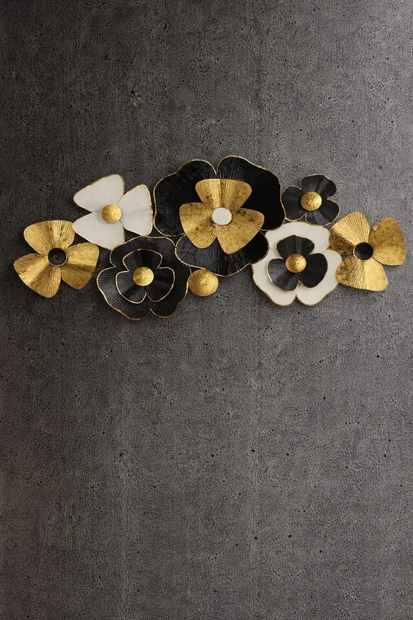 3D_Gold_&_Black_Metal_Floral_Wall_Art