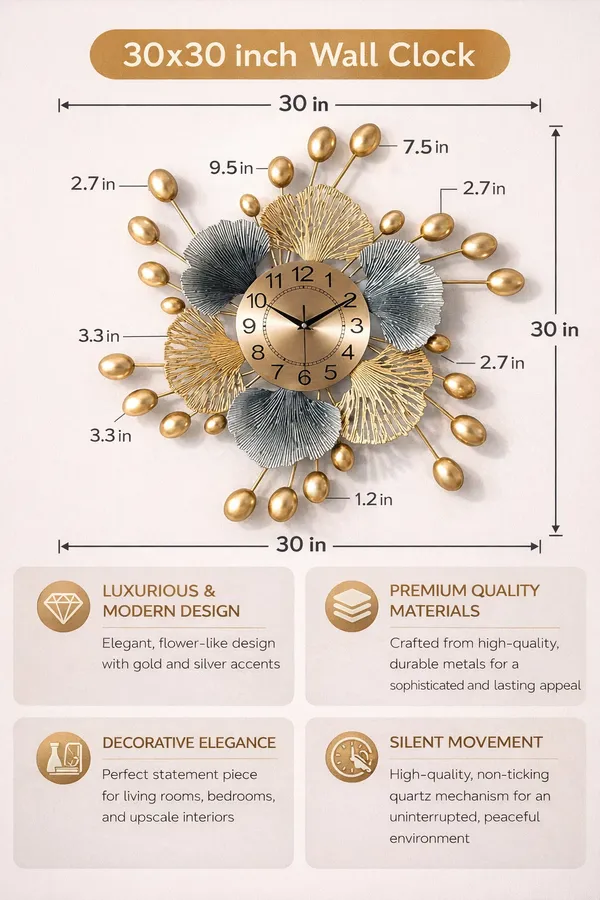 Luxury_Floral_Metal_Clock