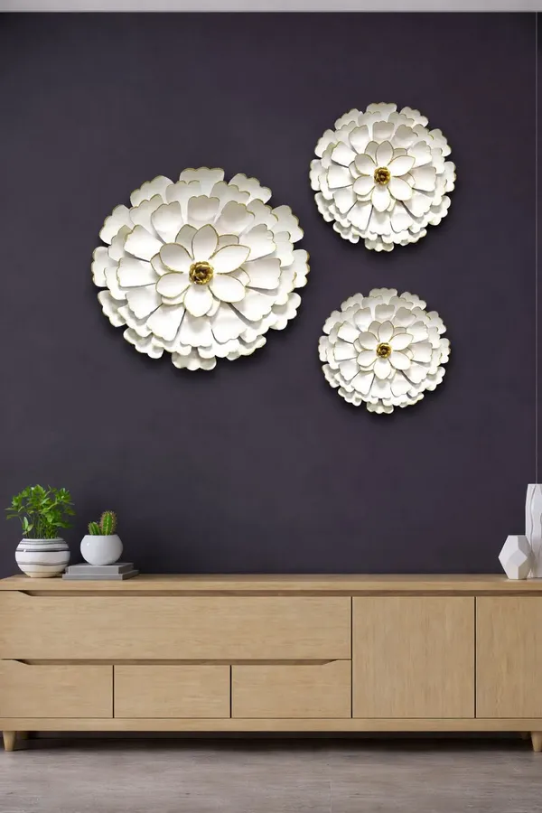Elegant_White_3D_Floral_Metal_Wall_Art_Set